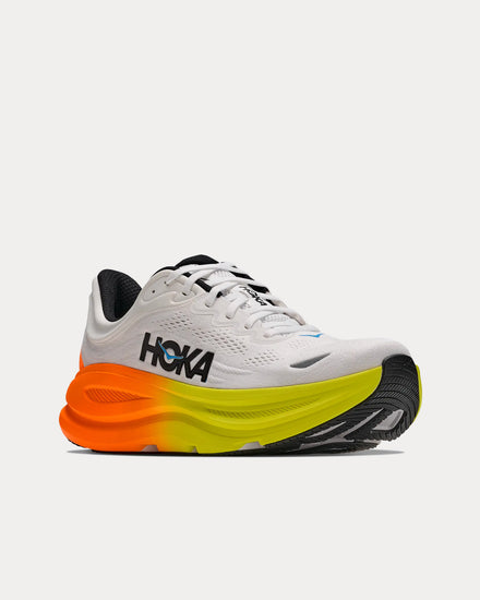 HOKA Bondi 9 White / Neon Tangerine Running Shoes - 2