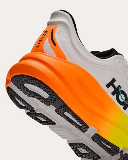 HOKA Bondi 9 White / Neon Tangerine Running Shoes - 5