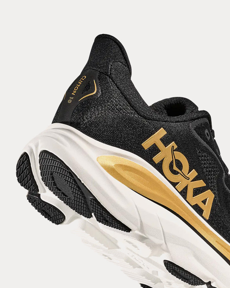 HOKA Clifton 10 Black / Gold Running Shoes - 5