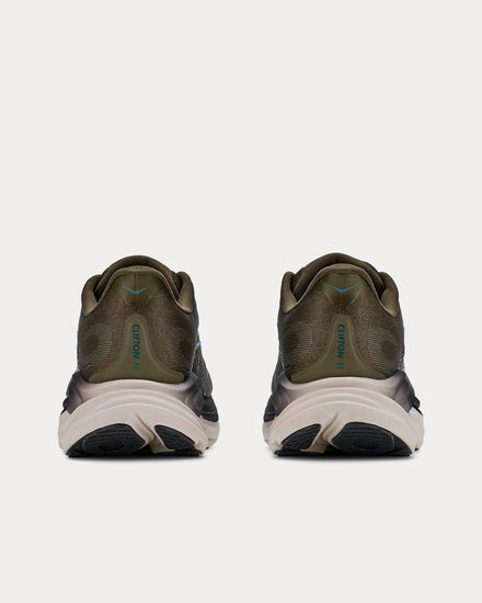 HOKA Clifton 11 Antique Olive / River Rock Grey Running Shoes - 4