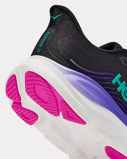 HOKA Clifton 11 Black / Neon Nebula Running Shoes - 6