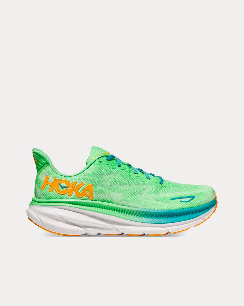 Hoka Clifton 9 Zest / Lime Glow Running Shoes - Sneak in Peace
