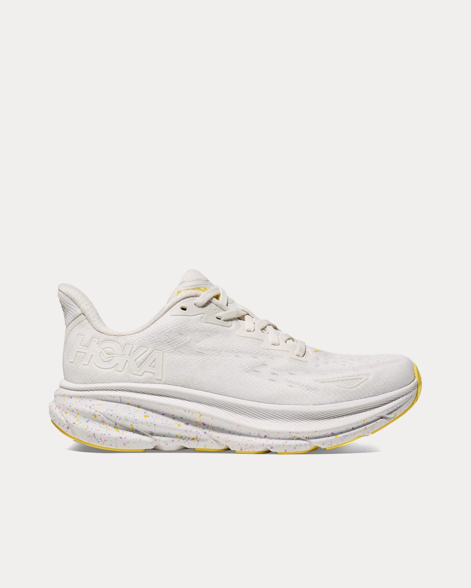 HOKA Men's Clifton 9 White / Lemonade Running Shoes