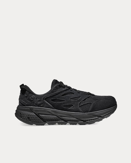 HOKA Clifton L Suede Black / Black Running Shoes - 1
