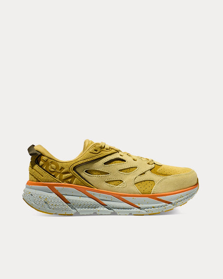 HOKA Unisex Clifton L Suede Golden Lichen / Celery Root Running Shoes