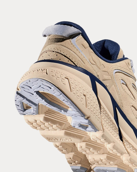 HOKA Clifton L Suede Oat Milk / Bellwether Blue Running Shoes - 3