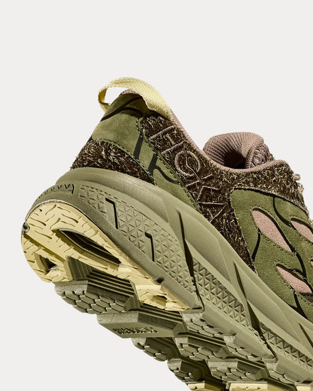 HOKA Elite Terrain System Clifton L Suede Dune / Fennel Running Shoes - 3