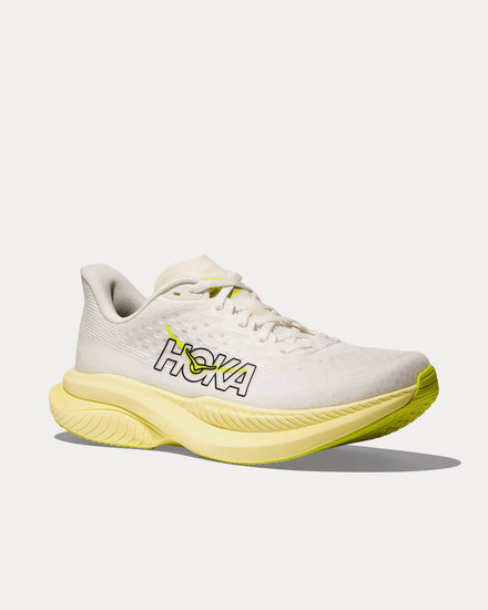 HOKA Mach 6 White / Neon Hoka Yellow Running Shoes - 3