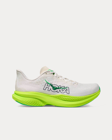 HOKA Mach 6 White / Neon Lime Running Shoes - 1