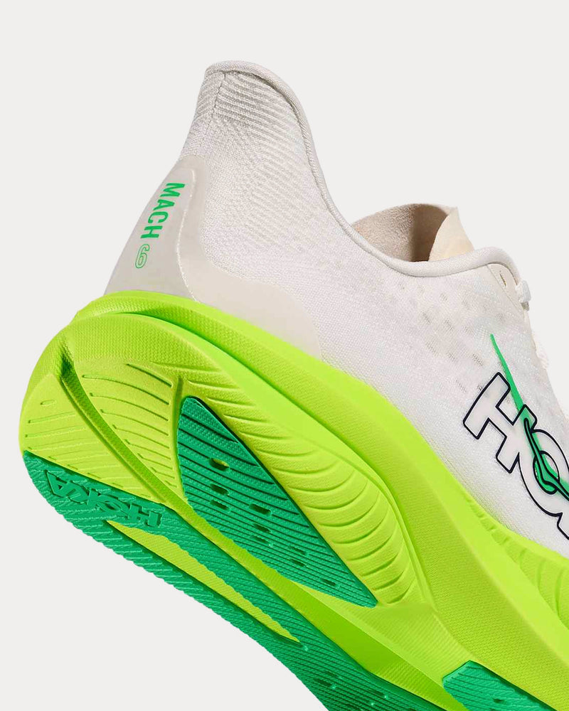HOKA Mach 6 White / Neon Lime Running Shoes - 5