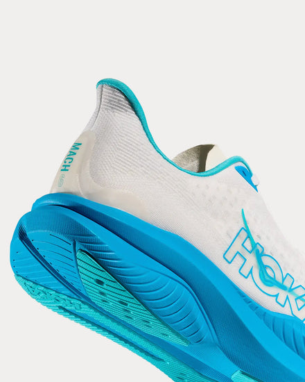 HOKA Mach 6 White / Skyward Blue Running Shoes - 4