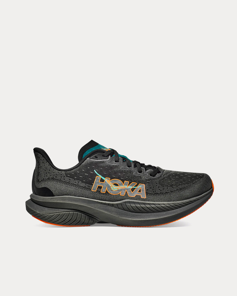 HOKA Mach 6 Black / Electric Tangerine Running Shoes - 1