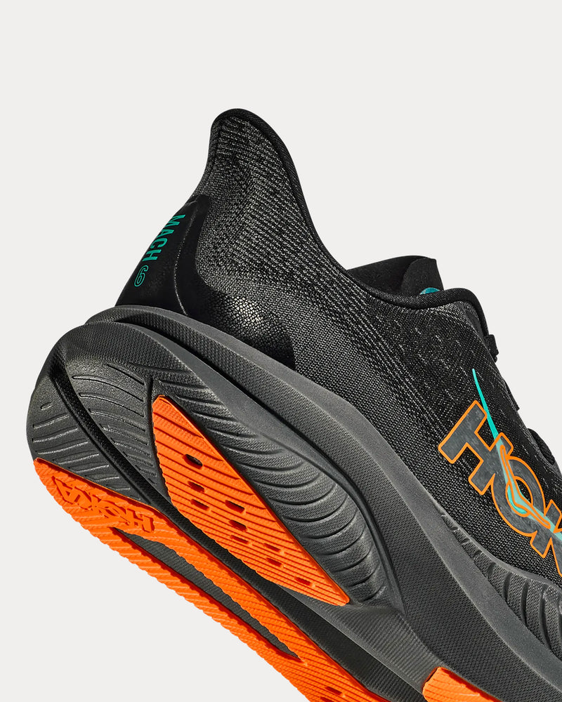 HOKA Mach 6 Black / Electric Tangerine Running Shoes - 3