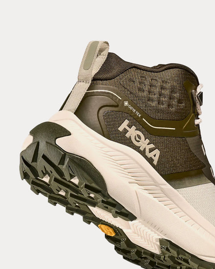 HOKA Transport Hike Gore-Tex Spruce Green / Oyster Mushroom Hiking Boots - 5