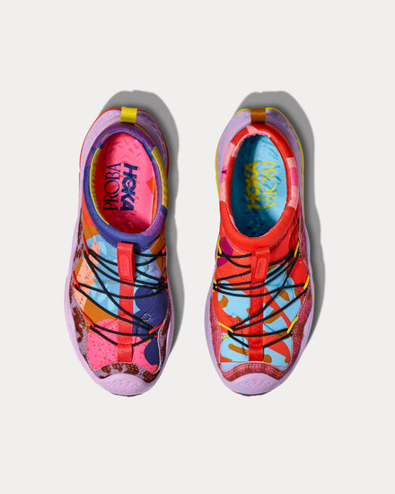 HOKA x Studio Proba Ora Primo Vermillion Orange / Gold Slip On Sneakers - 2