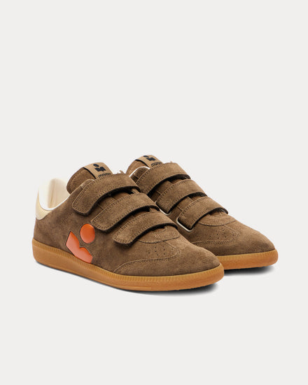 Isabel Marant Beth Suede Khaki / Orange Low Top Sneakers - 3