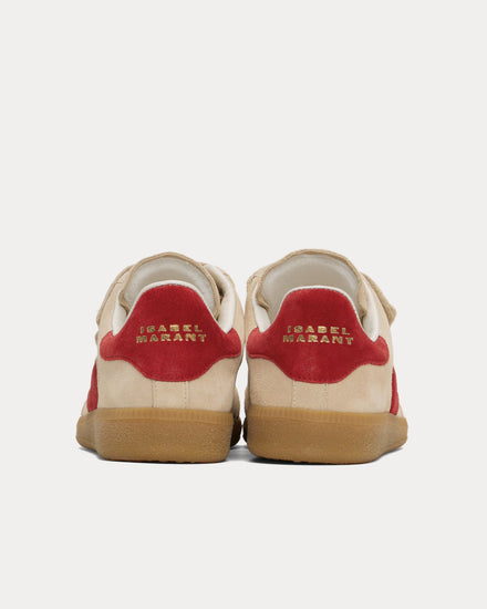 Isabel Marant Beth Suede Toffee / Red Low Top Sneakers - 3