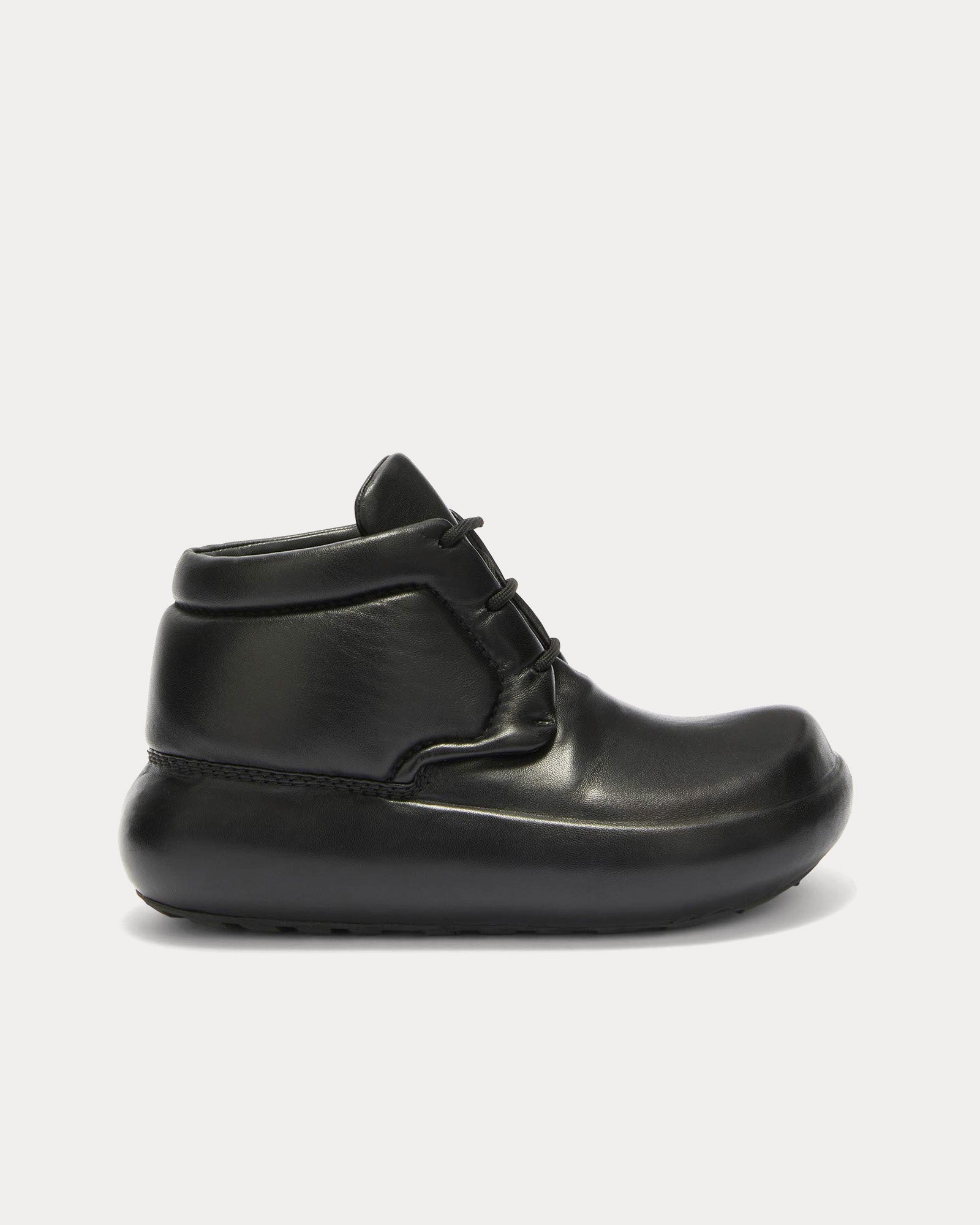 Jil Sander Women's Padded Lace-Up Leather Black High Top Sneakers