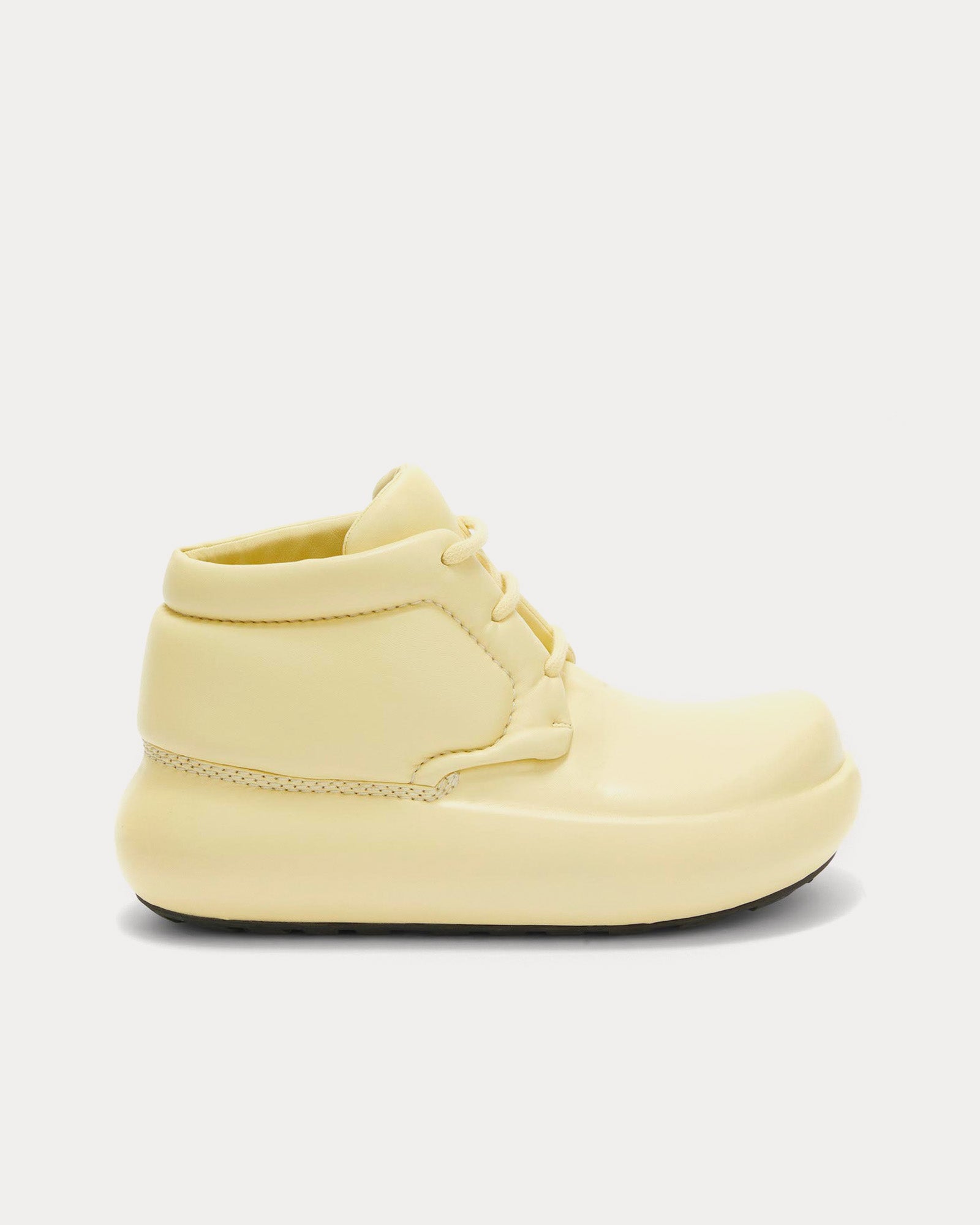 Jil Sander Women's Padded Lace-Up Leather Black Yellow High Top