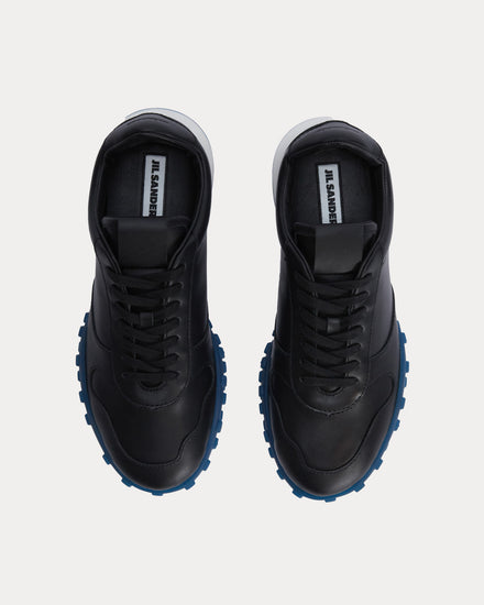 Jil Sander Moon Leather Black / Blue Low Top Sneakers - 2