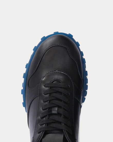 Jil Sander Moon Leather Black / Blue Low Top Sneakers - 5