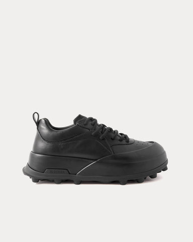Jil Sander Orb Leather Black Low Top Sneakers