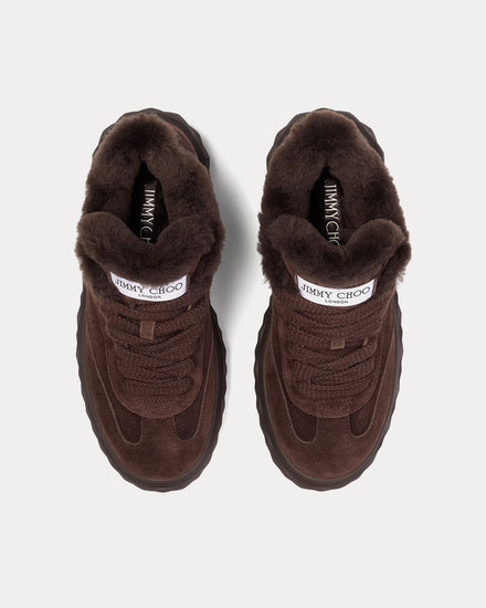 Jimmy Choo Diamond Maxi Retro F Velvet Suede Chocolate / Chocolate Low Top Sneakers - 2