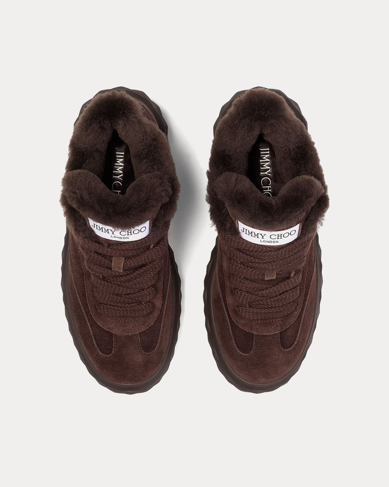 Jimmy Choo Diamond Maxi Retro F Velvet Suede Chocolate / Chocolate Low Top Sneakers - 2