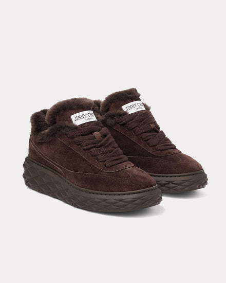 Jimmy Choo Diamond Maxi Retro F Velvet Suede Chocolate / Chocolate Low Top Sneakers - 3