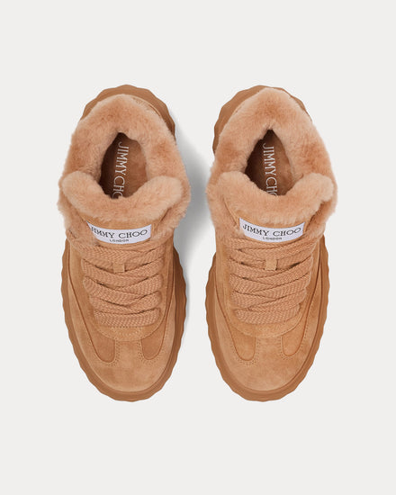 Jimmy Choo Diamond Maxi Retro F Velvet Suede Toffee / Toffee Low Top Sneakers - 2