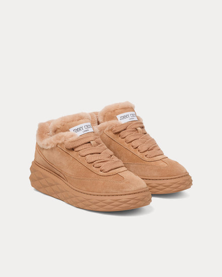 Jimmy Choo Diamond Maxi Retro F Velvet Suede Toffee / Toffee Low Top Sneakers - 3