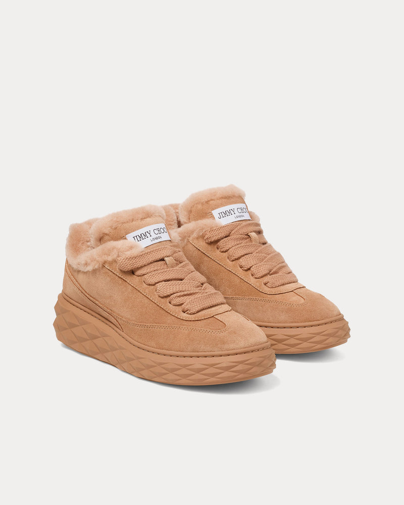 Jimmy Choo Diamond Maxi Retro F Velvet Suede Toffee / Toffee Low Top Sneakers - 3