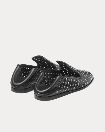 Jimmy Choo Eliot Slipper Nappa Leather with Eyelets Black Metallic Slip Ons - 4