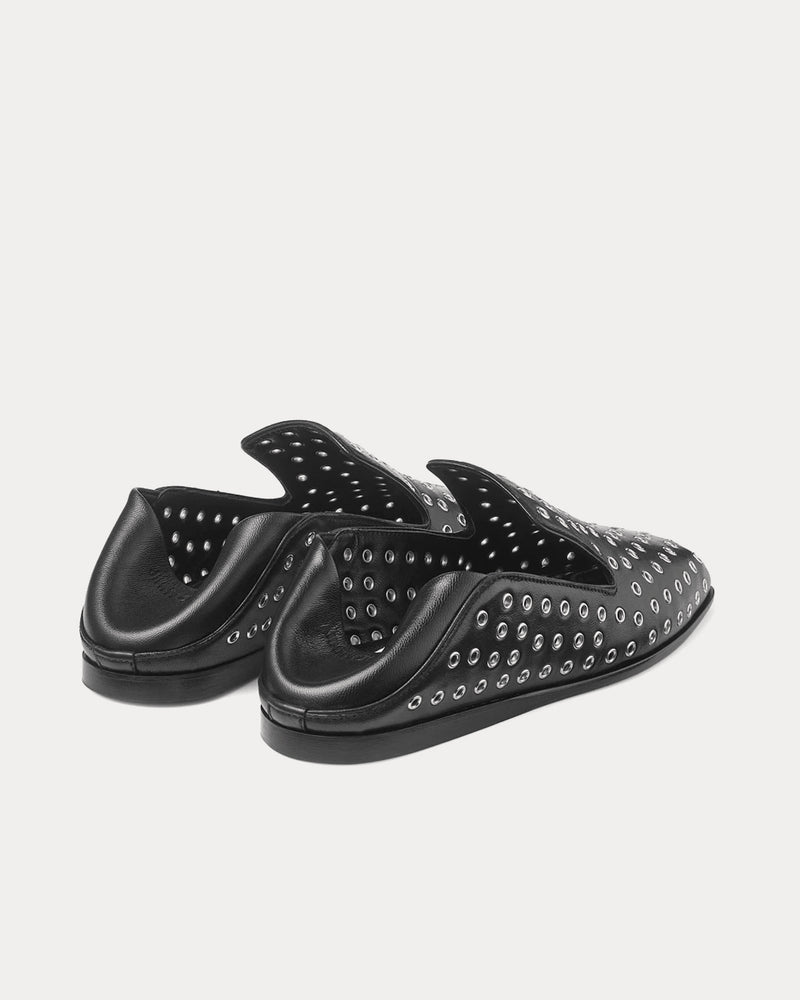 Jimmy Choo Eliot Slipper Nappa Leather with Eyelets Black Metallic Slip Ons - 4