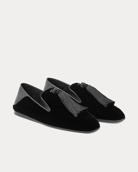 Jimmy Choo Eliot Slipper Velvet with Tassel Black Slip Ons - 3