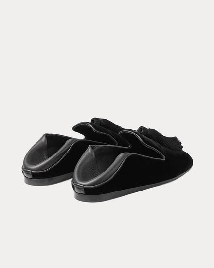Jimmy Choo Eliot Slipper Velvet with Tassel Black Slip Ons - 4