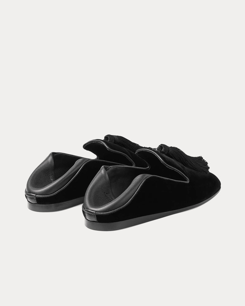 Jimmy Choo Eliot Slipper Velvet with Tassel Black Slip Ons - 4