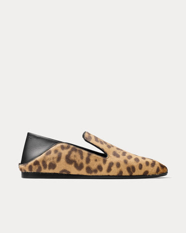 Jimmy Choo Eliot Slipper Leopard Print Pony Leather Natural Slip Ons