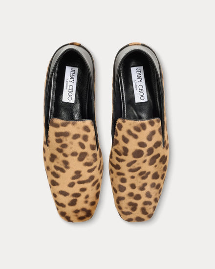 Jimmy Choo Eliot Slipper Leopard Print Pony Leather Natural Slip Ons - 2