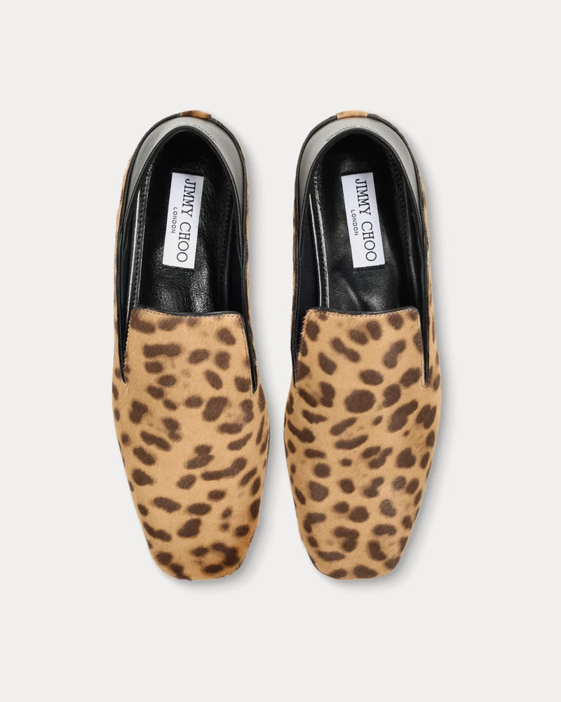 Jimmy Choo Eliot Slipper Leopard Print Pony Leather Natural Slip Ons - 2