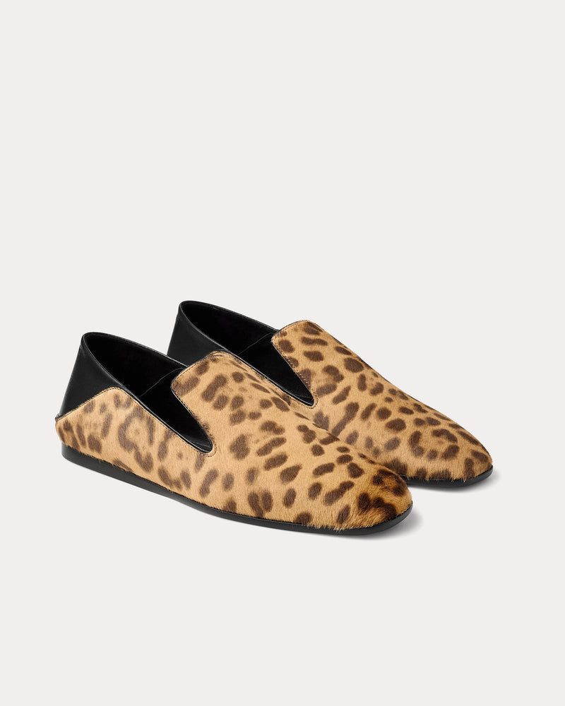 Jimmy Choo Eliot Slipper Leopard Print Pony Leather Natural Slip Ons - 3