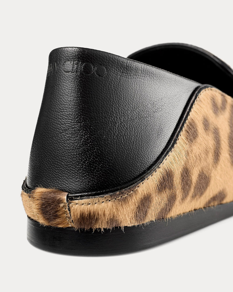 Jimmy Choo Eliot Slipper Leopard Print Pony Leather Natural Slip Ons - 5