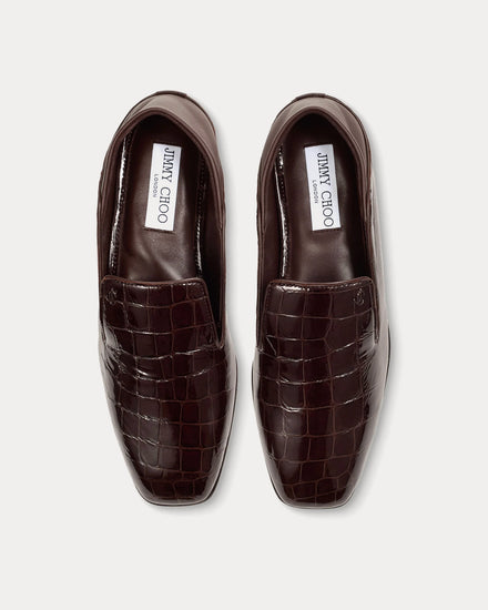 Jimmy Choo Eliot Slipper Croc-Embossed Leather Sambuco Slip Ons - 2