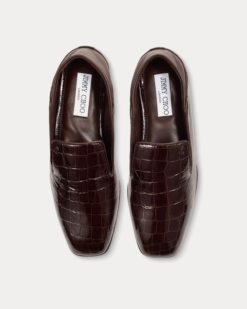 Jimmy Choo Eliot Slipper Croc-Embossed Leather Sambuco Slip Ons - 2