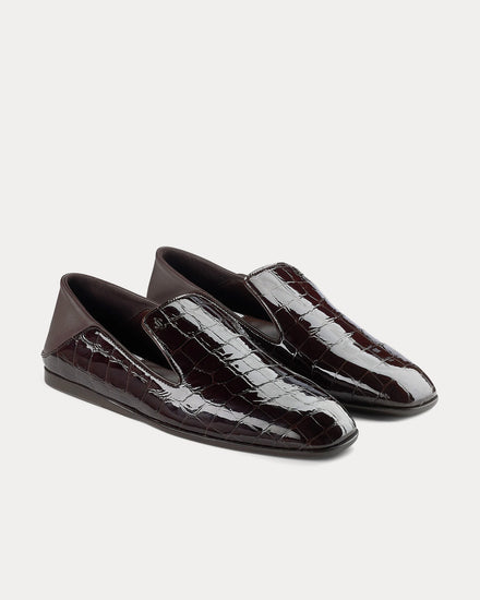 Jimmy Choo Eliot Slipper Croc-Embossed Leather Sambuco Slip Ons - 3