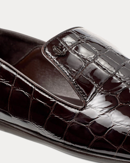 Jimmy Choo Eliot Slipper Croc-Embossed Leather Sambuco Slip Ons - 5
