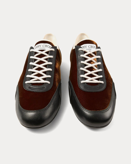 Jimmy Choo Sunny Leather & Velvet Bronze Low Top Sneakers - 2