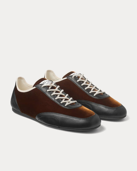 Jimmy Choo Sunny Leather & Velvet Bronze Low Top Sneakers - 3