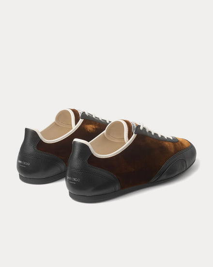 Jimmy Choo Sunny Leather & Velvet Bronze Low Top Sneakers - 4