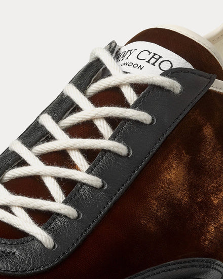 Jimmy Choo Sunny Leather & Velvet Bronze Low Top Sneakers - 5